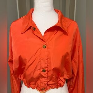 PrettyLittleThing, Cropped Drawstring Windbreaker, Orange, Size 8